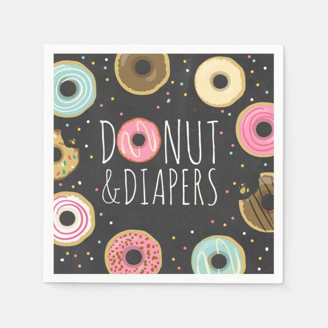 Serviette Jetable Donut et couches Papier Napkin Bébé saupoudrer (Devant)