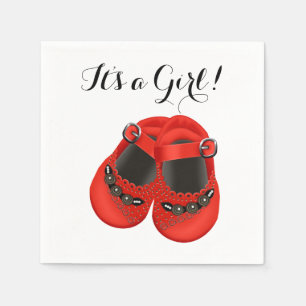 Serviette Jetable Douce chaussure bébé rouge Baby Shower