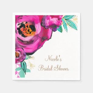 Serviette Jetable Douce Rose Moderne Florale Aquarelle Enterrement d