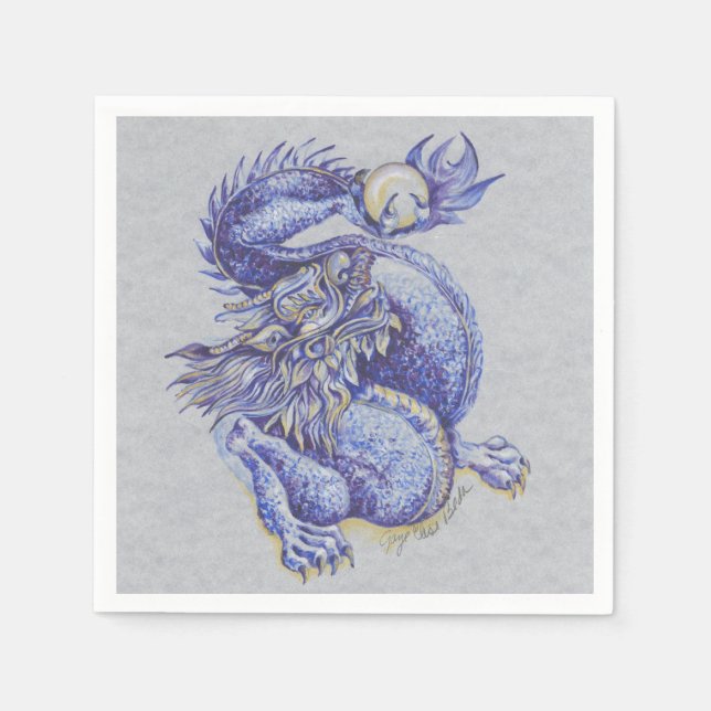 Serviette Jetable Dragon bleu (Devant)
