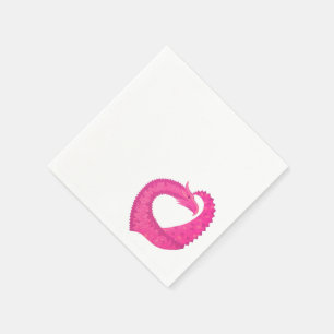 Serviette Jetable Dragon de coeur rose chaud sur blanc