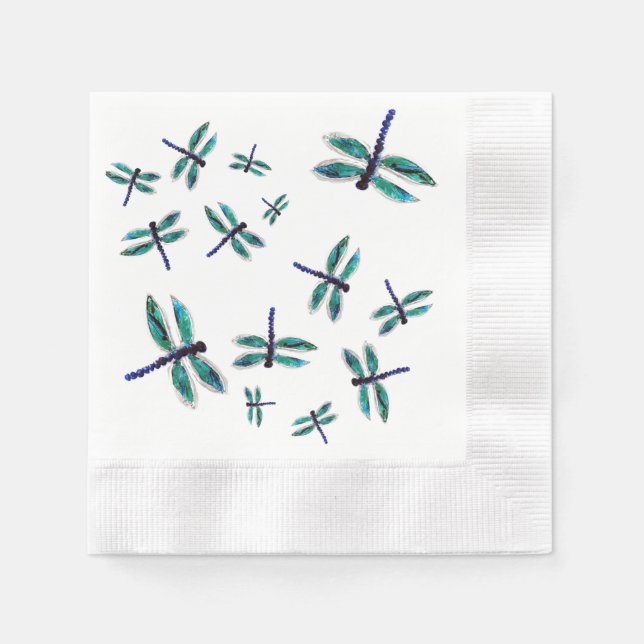 Serviette Jetable Dragonfly Turquoise (Devant)
