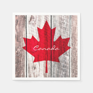 Serviette Jetable Drapeau canadien de feuille d'érable rouge