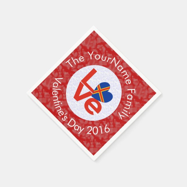 Serviette Jetable Drapeau des Îles Åland Coeur Rouge Amour (Coin)