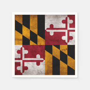 Serviette Jetable Drapeau vintage patiné d'état du Maryland