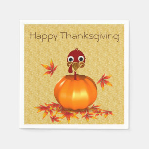 Serviette Jetable Drôle Bon thanksgiving Turquie en Citrouille
