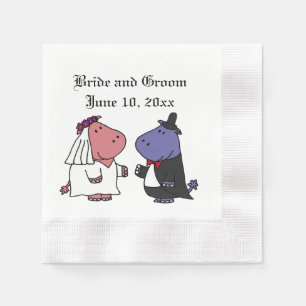 Serviette Jetable Drôle mariée et Mariage d'hippo de chambre Caricat