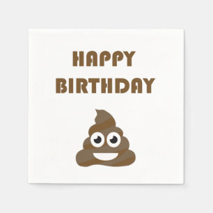 Serviette Jetable Drôle mignon Joyeux fête d'anniversaire Poop Emoji