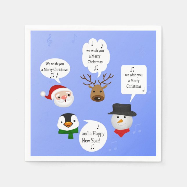 Serviette Jetable Drôle Nous vous souhaitons un joyeux Noël (Devant)