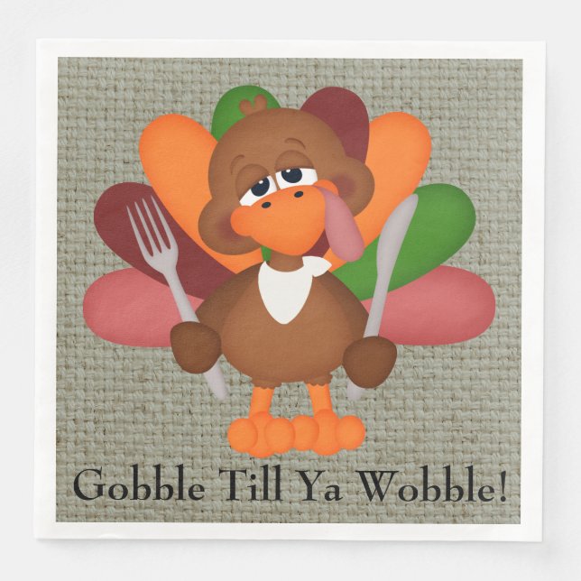 Serviette Jetable Drôle Thanksgiving dinde dinde serviettes en papie (Devant)