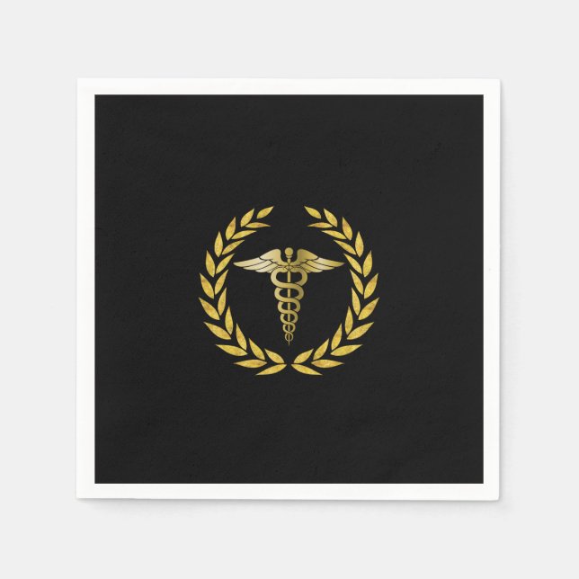 Serviette Jetable École Médicale et infirmière Royal Gold Graduation (Devant)