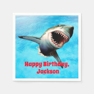 Serviette Jetable Effrayant grand requin blanc bondissant