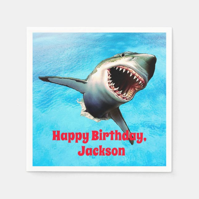 Serviette Jetable Effrayant grand requin blanc bondissant (Devant)