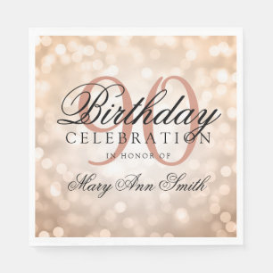 Serviette Jetable Elégant 90e anniversaire Rose Gold Parties scintil