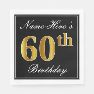 Serviette Jetable Élégant, anniversaire d'or de Faux soixantième 