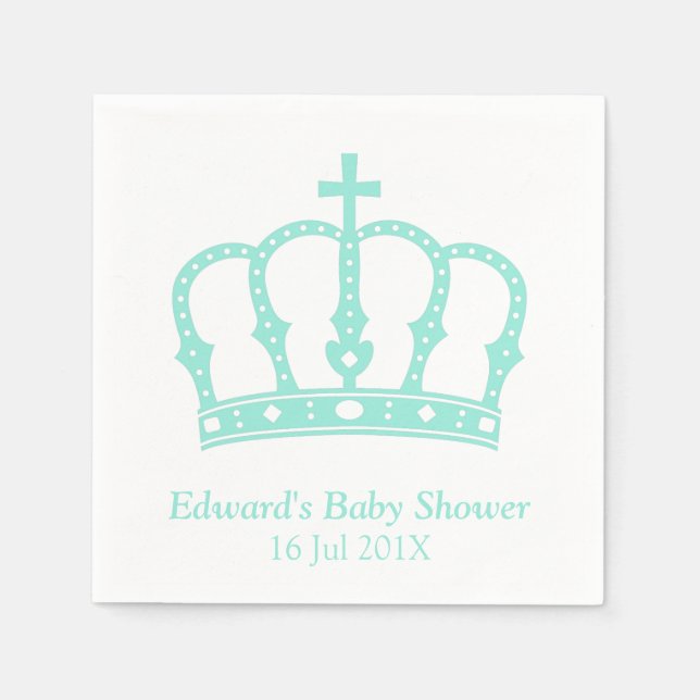 Serviette Jetable Élégant Baby shower du prince héritier bleu (Devant)