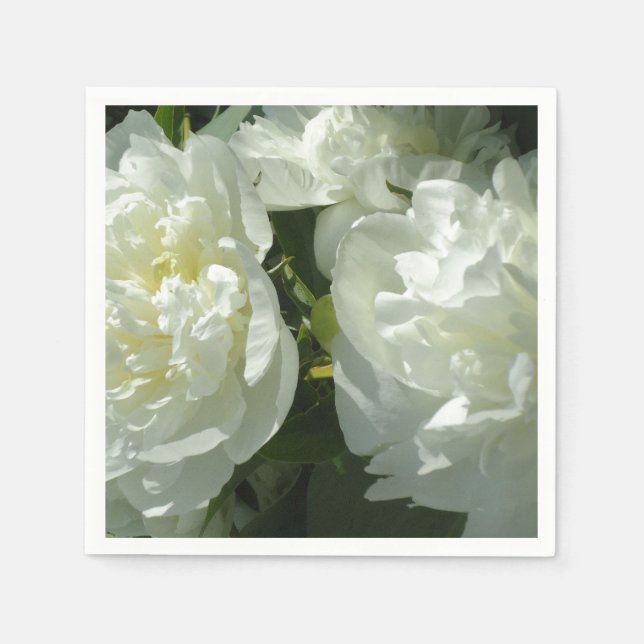 Serviette Jetable Elégant blanc peony floral blanc photo (Devant)
