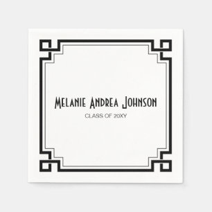 Serviette Jetable Elégant cadre noir Artdeco Graduation Napkin