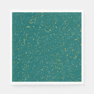 Serviette Jetable Elegant Confeti Space - Teal Green & Gold, Silver