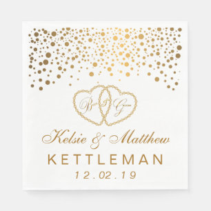 Serviette Jetable Elégant Confetti or sur Arrière - plan blanc