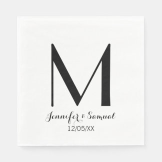 Serviette Jetable Élégant & Contemporain Monogramme & Date Napkin