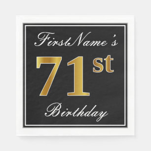 Serviette Jetable Elégant, Faux Gold 71ème anniversaire + Nom person