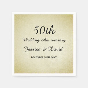 Serviette Jetable Élégant Gold 50th Mariage Anniversaire serviettes