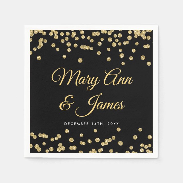 Serviette Jetable Elégant mariage Gold Faux Parties scintillant Conf (Devant)