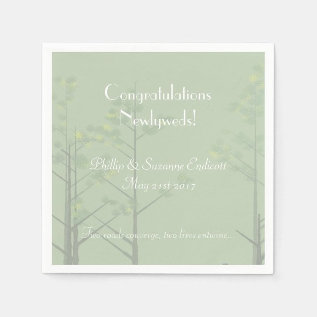 Serviette Jetable Elégant Mariage Nouveaux mariés Sage Green Tree Ar (Devant)