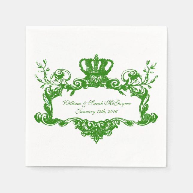Serviette Jetable Élégant Mariage Regal Green2 Papier texte serviett (Devant)
