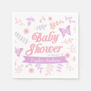 Serviette Jetable Élégant Papillon Floral Fête Prénatale pour Bébé F