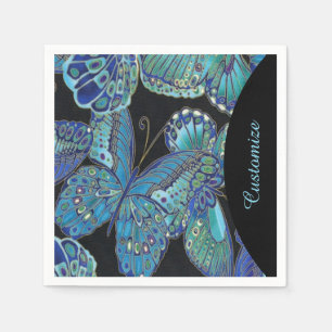 Serviette Jetable Élégant Papillon Turquoise Motif serviettes