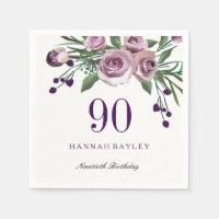 Elégant Plum violet Rose Floral 90e anniversaire