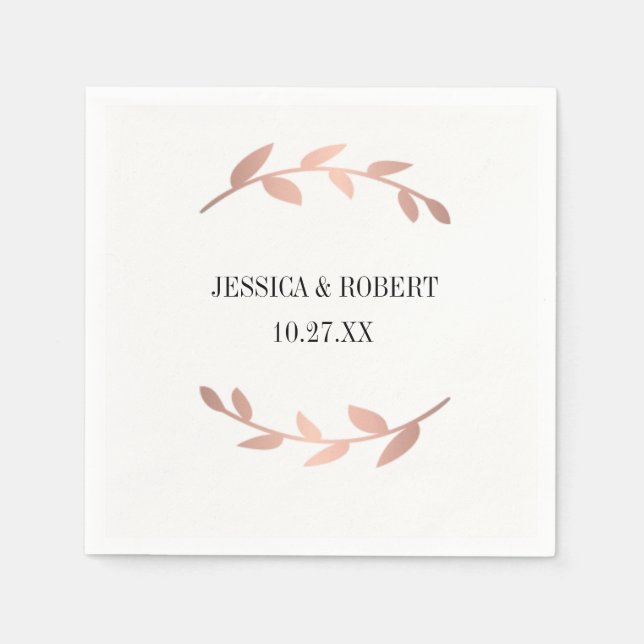 Serviette Jetable Élégant Rose Gold Branche de serviettes personnali (Devant)
