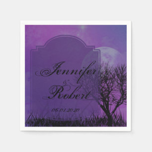 Serviette Jetable Élégant violet gothique Mariage Napkin