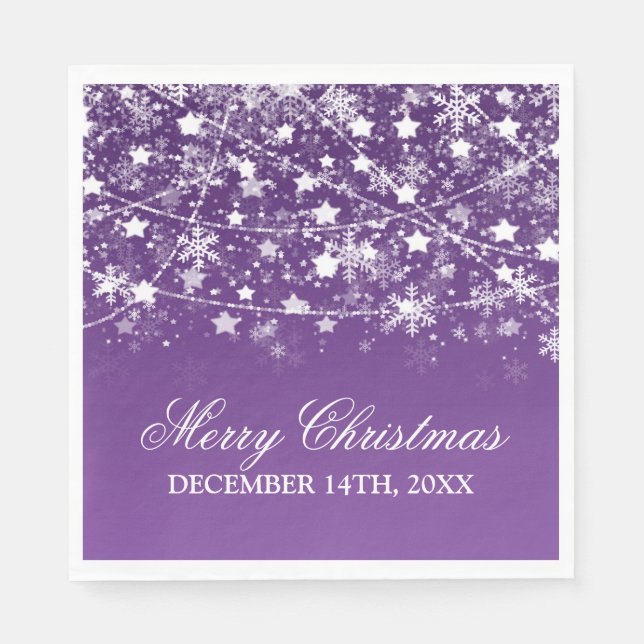 Serviette Jetable Élégante Chaîne de Noël Lumières violet (Devant)