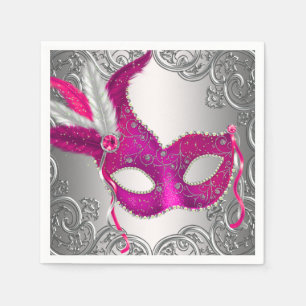 Serviette Jetable Élégante mascarade rose chaud