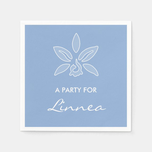 Serviette Jetable Elégante Orchidée Simple Poudre Fleur Bleue Avec N (Devant)