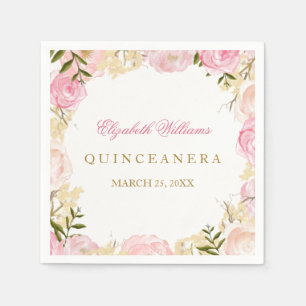 Serviette Jetable Elégante Quinceanera Rose Rose Rose Napkin