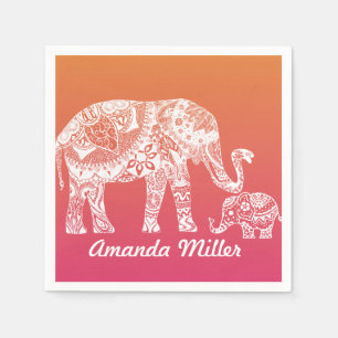Serviette Jetable Eléphant au henné
