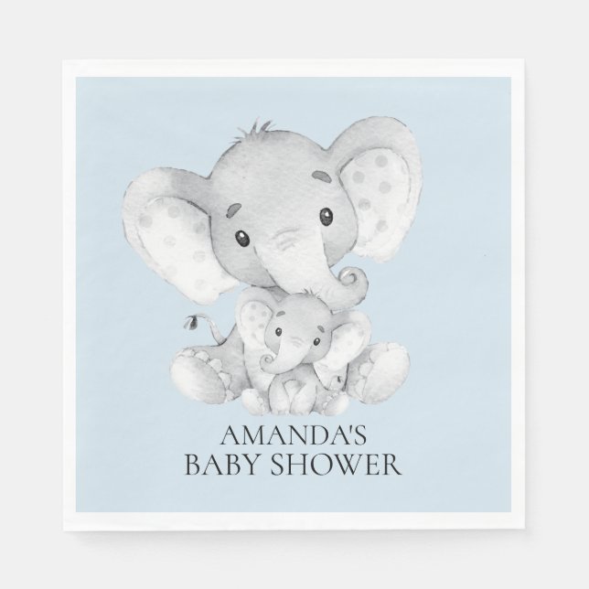 Serviette Jetable Eléphant Boys Baby shower Papier serviettes (Devant)