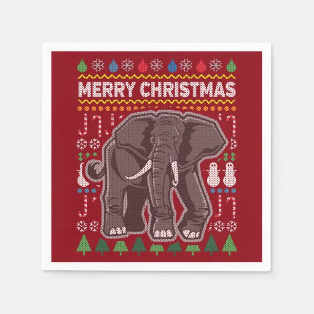 Serviette Jetable Elephant Vilain Sweat de Noël (Devant)