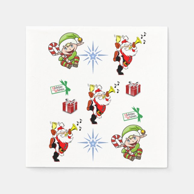 Serviette Jetable elf de Noël santa claus serviettes déjeuner/dîner (Devant)