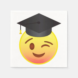 Serviette Jetable Emoji clignotant heureux font face à des