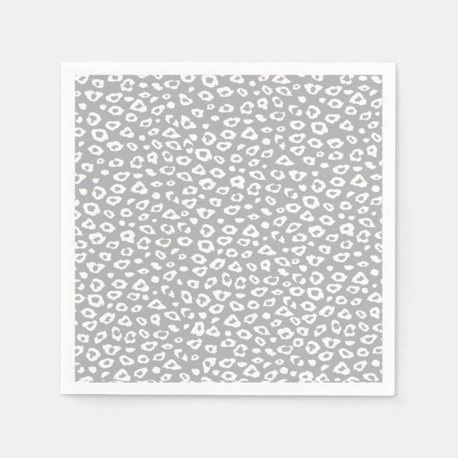Serviette Jetable Empreinte de léopard gris et blanc (Devant)