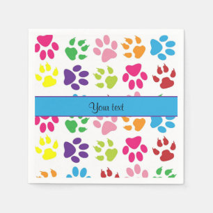 Serviette Jetable Empreintes de pattes animaux colorés