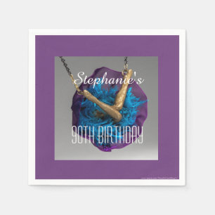 Serviette Jetable En bas de l'UP Purple et Grey 90e fête d'anniversa