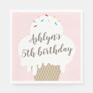 Serviette Jetable Enfants Crème de glace cône rose Anniversaire fête