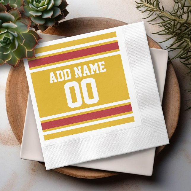 Serviette Jetable Équipe sportive Jersey avec nom et numéro personna (Custom Party Napkins)