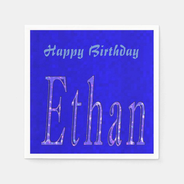 Serviette Jetable Ethan, Nom, Logo, Bon Anniversaire, (Devant)